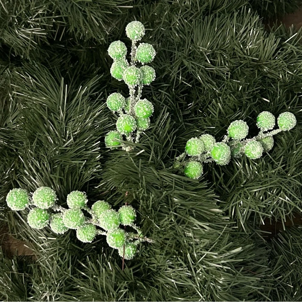 Artificial Green Snow Berry Stems for Holiday Crafting and Decor 24 Stems NIP